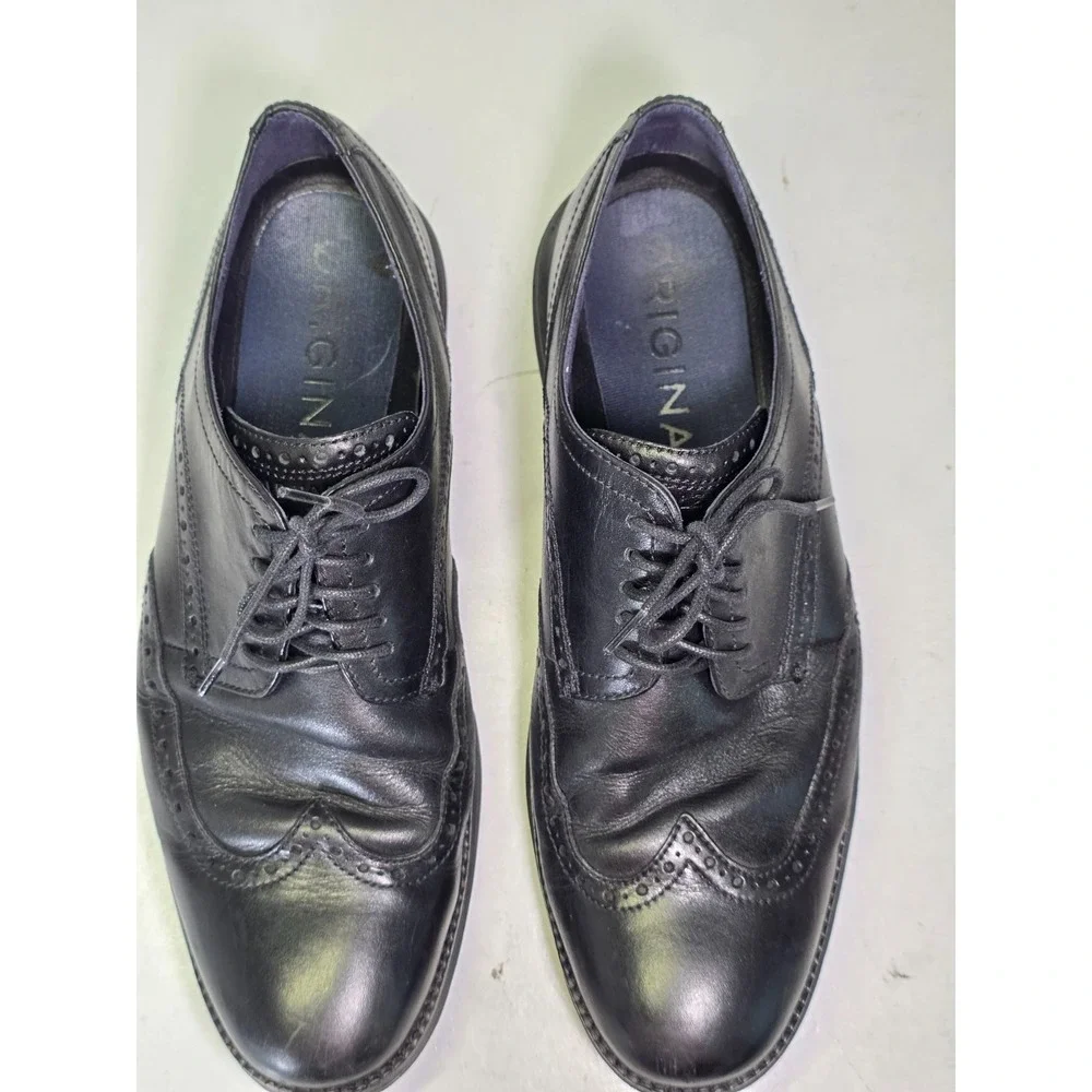 Cole Haan Original Grand Mens Size 10.5 Black Leather Wingtip Oxford Dress Shoes